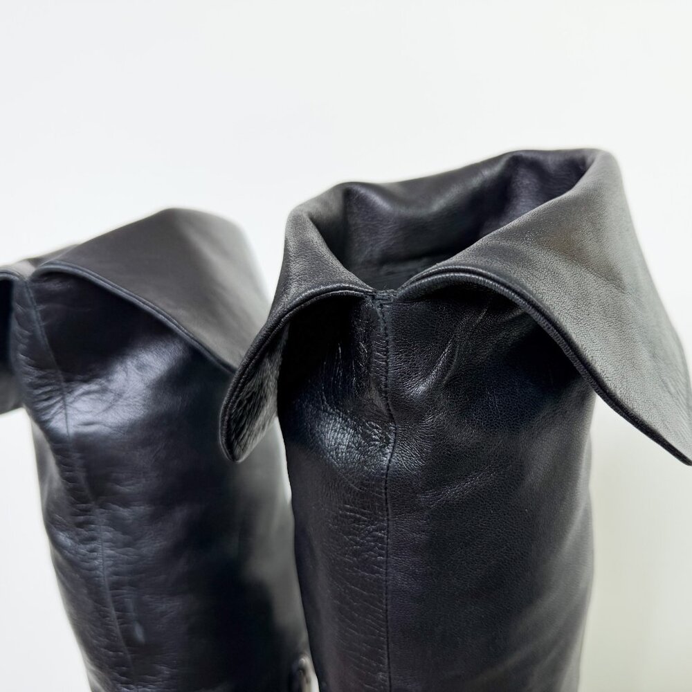Tall Black Italian Leather Over the Knee Boots Size 37 - Picture 8 of 8